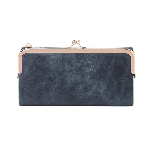 FJOADNVM Geldbeutel Damen Groß Multifunktionale Lange Geldbörse, Vintage Clutch, Münzbörse, Damen-Kartenhalter mit Reißverschluss(Blue) von FJOADNVM