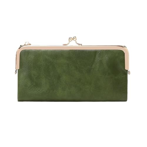FJOADNVM Geldbeutel Damen Groß Multifunktionale Lange Geldbörse, Vintage Clutch, Münzbörse, Damen-Kartenhalter mit Reißverschluss(Green) von FJOADNVM