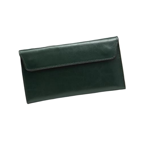 FJOADNVM Geldbeutel Damen Groß Schlanke Echtes Leder Frauen Brieftasche Weibliche Lange Kupplung Geldbörsen Luxus Design Brieftaschen Und Damen Karte Halter Vallet(Green) von FJOADNVM