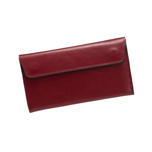 FJOADNVM Geldbeutel Damen Groß Schlanke Echtes Leder Frauen Brieftasche Weibliche Lange Kupplung Geldbörsen Luxus Design Brieftaschen Und Damen Karte Halter Vallet(Red) von FJOADNVM