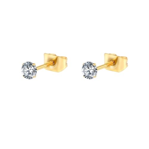Schmuck Ohrringe 1 Paar 2/3/4/5,0 mm Ohrstecker minimalistischen Hochzeit Helix Tragus Piercing Schmuck(Gold 3.0mm 1 Pair) von FJOADNVM