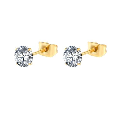 Schmuck Ohrringe 1 Paar 2/3/4/5,0 mm Ohrstecker minimalistischen Hochzeit Helix Tragus Piercing Schmuck(Gold 5mm 1 Pair) von FJOADNVM