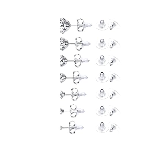 Schmuck Ohrringe 1 Paar Edelstahl 2-8,0 MM Runde/Quadratische Kristall Cubic Ohrstecker Set for Frauen Knorpel Helix Ohrschmuck(3.0mm) von FJOADNVM