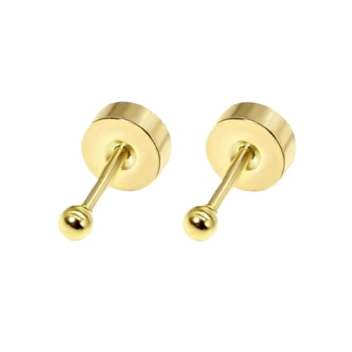 Schmuck Ohrringe 1 Paar Edelstahl Kleine Flache Schraube Zurück Knorpel Helix Piercing Ohrstecker for Frauen(Ball 2mm Golden) von FJOADNVM