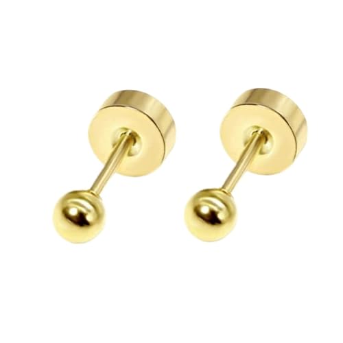 Schmuck Ohrringe 1 Paar Edelstahl Kleine Flache Schraube Zurück Knorpel Helix Piercing Ohrstecker for Frauen(Ball 3mm Golden) von FJOADNVM