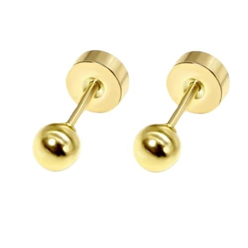 Schmuck Ohrringe 1 Paar Edelstahl Kleine Flache Schraube Zurück Knorpel Helix Piercing Ohrstecker for Frauen(Ball 4mm Golden) von FJOADNVM