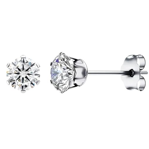 Schmuck Ohrringe 1 Paar Ohrstecker aus transparentem Edelstahl in Gold- und Splitterfarbe for Damen, Schmuckgrößen 3–8,0 mm(1 Pair Style A-6mm) von FJOADNVM