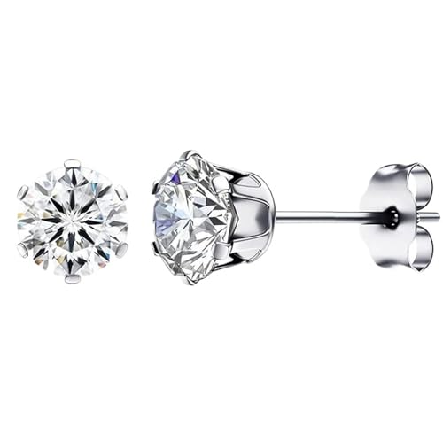 Schmuck Ohrringe 1 Paar Ohrstecker aus transparentem Edelstahl in Gold- und Splitterfarbe for Damen, Schmuckgrößen 3–8,0 mm(1 Pair Style A-7mm) von FJOADNVM