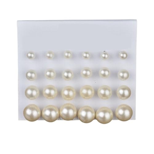Schmuck Ohrringe 12 Paar Perlenohrringe-Set, Kombination schlicht & elegant, Damenschmuck(12 pairs of beige) von FJOADNVM