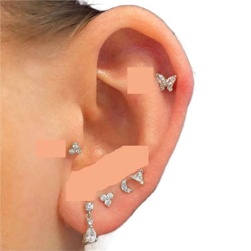 Schmuck Ohrringe 1pc Helix Piercing Schmetterling Ohrringe Frauen Mini Knorpel Ohr Schmuck Daith Rook Tragus Körper Zubehör(Style-06,Gold) von FJOADNVM