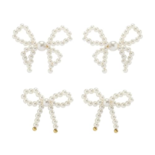 Schmuck Ohrringe 2 Paare/satz Elegante Imitation Perle Bogen Bowknot Stud Ohrringe for Frauen Mi Braut(2Pairs Style2) von FJOADNVM