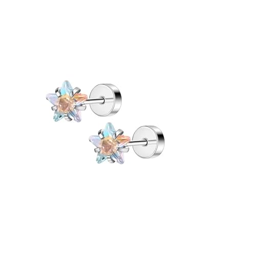 Schmuck Ohrringe 2 Stück 20G Edelstahl Blumenherz Ohrstecker for Frauen, süßer Mini-Perlen-Tragus-Knorpel-Conch-Piercing-Schmuck(S10-2pcs) von FJOADNVM