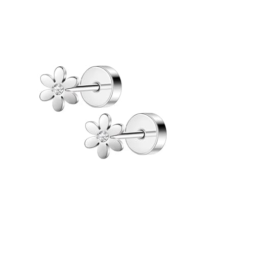 Schmuck Ohrringe 2 Stück 20G Edelstahl Blumenherz Ohrstecker for Frauen, süßer Mini-Perlen-Tragus-Knorpel-Conch-Piercing-Schmuck(S4-2pcs) von FJOADNVM