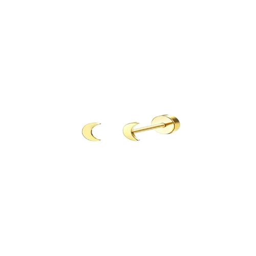 Schmuck Ohrringe 2 Stück zierliche Ohrstecker aus Edelstahl mit flacher Rückseite for Frauen, kleiner Knorpel-Huggie-Creolenschmuck(S8-2pcs-golden) von FJOADNVM