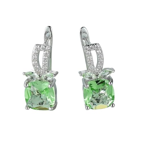 Schmuck Ohrringe Apfelgrüner Stein Quadratische Creolen Damen Party Hochzeit Accessoires von FJOADNVM