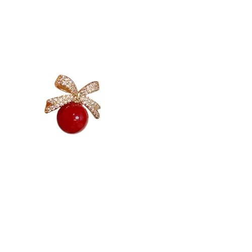 Schmuck Ohrringe Funkelnde Strass-Bogen-Perlen-Ohrstecker, leichter Schmuck for Damen(Red) von FJOADNVM