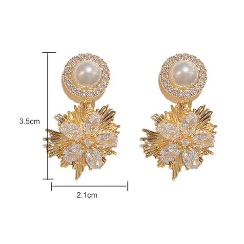 Schmuck Ohrringe Glänzende Feuerwerk Blumen Tropfen Baumeln Ohrringe for Frauen Elegante Vintage Perle Ohrring Hochzeit Partei Schmuck von FJOADNVM