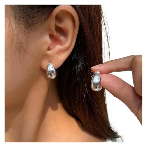 Schmuck Ohrringe Glatte Metall-Wassertropfen-Ohrstecker, Punk-geometrische Bootsform, hohle Tropfenohrringe, Partyschmuck for Damen(Silver) von FJOADNVM