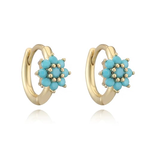 Schmuck Ohrringe Goldene Blume Form Ohrringe See Blau Frisch Süße Damen Einfache Schmuck(Silver blue) von FJOADNVM