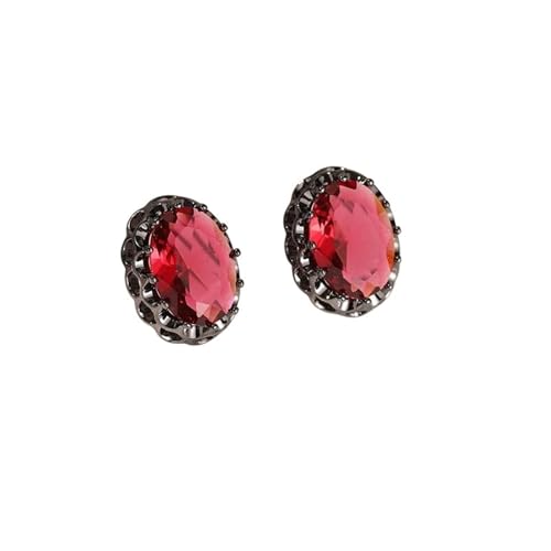 Schmuck Ohrringe Retro Grün Rot Oval Stud Ohrringe for Frauen Schwarz Gold Farbe Ohrring Braut Hochzeit Engagement Vielseitig Schmuck(Red) von FJOADNVM