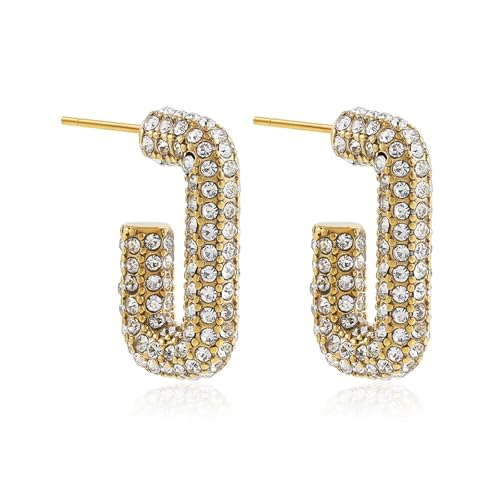 Schmuck Ohrringe Runde Huggie-Creolen for Frauen, geometrische U-Form, Ohrschnalle, vergoldeter Edelstahlschmuck(Color11) von FJOADNVM