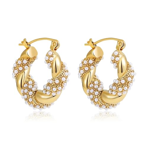 Schmuck Ohrringe Runde Huggie-Creolen for Frauen, geometrische U-Form, Ohrschnalle, vergoldeter Edelstahlschmuck(Color12) von FJOADNVM