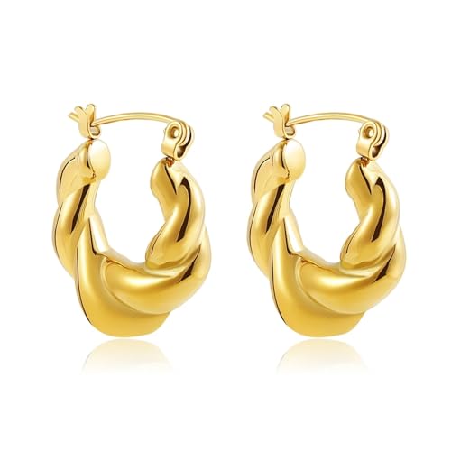 Schmuck Ohrringe Runde Huggie-Creolen for Frauen, geometrische U-Form, Ohrschnalle, vergoldeter Edelstahlschmuck(Color16) von FJOADNVM
