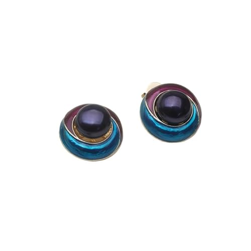 Schmuck Ohrringe Süßwasserperlenohrringe for Frauen, Silberperlenohrstecker Mutter Ehefrau Jubiläumsfeier Weiß Schwarz(Black pearl earring) von FJOADNVM