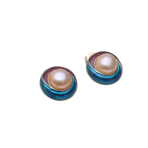 Schmuck Ohrringe Süßwasserperlenohrringe for Frauen, Silberperlenohrstecker Mutter Ehefrau Jubiläumsfeier Weiß Schwarz(Pink pearl earring) von FJOADNVM