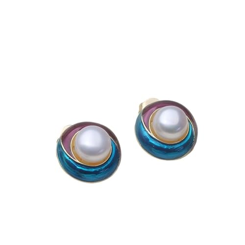 Schmuck Ohrringe Süßwasserperlenohrringe for Frauen, Silberperlenohrstecker Mutter Ehefrau Jubiläumsfeier Weiß Schwarz(White pearl earring) von FJOADNVM