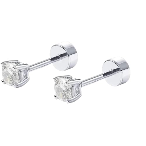 Schmuck Ohrringe Versilberte Ohrstecker mit flacher Rückseite for Damen, Piercingschmuck, Ohrstecker for Damen(Silver 3.0mm 1pair) von FJOADNVM