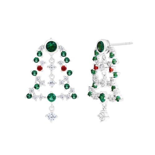 Schmuck Ohrringe Weihnachtsbaum Ohrstecker Sterling Silber Ohrhänger for Frauen Mädchen Party Edlen Schmuck(Color1) von FJOADNVM