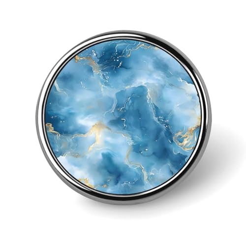 Blau-Gold-Marmor, runde Brosche, niedliche Anstecknadeln, Dekoration, Schmuck für Männer und Frauen, Anstecknadeln aus Metall von FJQWKLF
