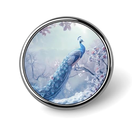Blaue Pfau-runde Abzeichen, personalisierte Knopf-Brosche, Anstecknadeln für die Kleidungsdekoration von FJQWKLF