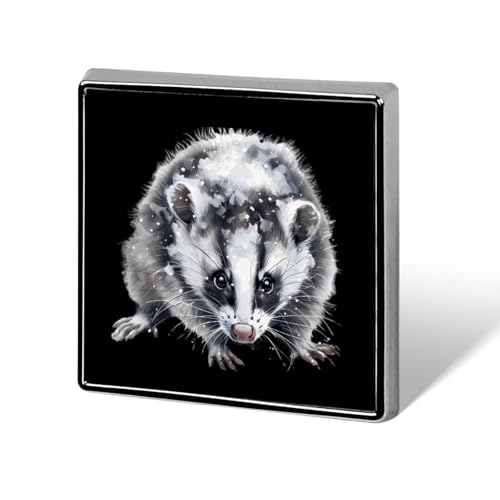 Brosche mit Aufdruck „Opossum im Winter, quadratisch, Anstecknadel, Knopf, Anstecknadel, Krawatte, Dekoration für Männer und Frauen Brosche mit Aufdruck „Opossum im Winter, quadratisch, Anstecknadel, Knopf, Anstecknadel, Krawatte, Dekoration für Männer und Frauen von FJQWKLF
