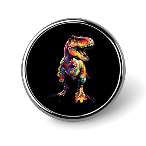 Bunte Dinosaurier-Brosche, runde Brosche, niedliche Anstecknadeln, Dekoration, Schmuck für Männer und Frauen, Anstecknadeln aus Metall von FJQWKLF