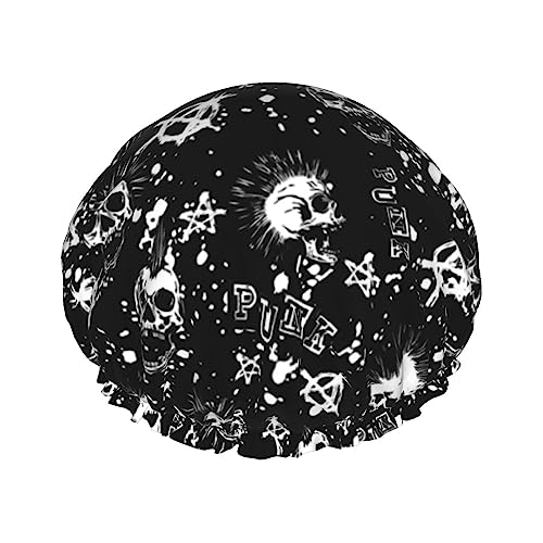 Coole Gothic-Punk-Totenkopf-Duschhaube für Damen, leichte, wiederverwendbare Hauben für Damen von FJQWKLF