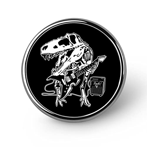 Dinosaurier Rex spielt Rock mit Gitarre. Lustige runde Brosche, Anstecknadel, Krawattennadel, Schmuck, Dekoration, Abzeichen für Männer und Frauen, trendig von FJQWKLF
