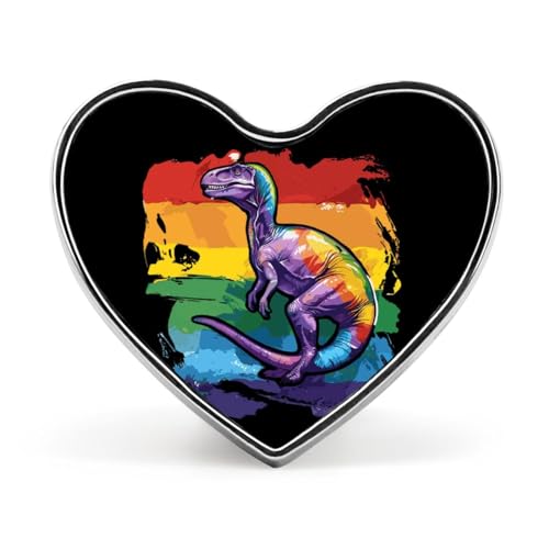 Dinosaurier in Regenbogenflagge, LGBT-Pride-Aufdruck, Herz-Abzeichen, Brosche, Anstecknadel, lustige Revers-Krawattennadel, Knopf-Dekoration für Männer und Frauen von FJQWKLF