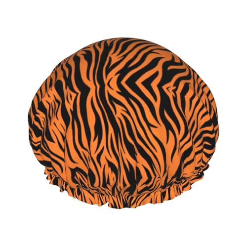 Duschhaube für Frauen mit Tigerstreifen-Orange-Print, lustig – wiederverwendbar | Neuartige Haarhaube zum Baden | Lagenhut Duschhaube für Frauen mit Tigerstreifen-Orange-Print, lustig – wiederverwendbar | Neuartige Haarhaube zum Baden | Lagenhut von FJQWKLF
