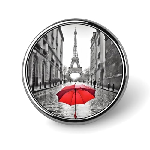 Eiffelturm Paris Roter Regenschirm Neuartige Anstecknadel Anstecknadel Brosche Abzeichen Krawatte Schmuck Dekor für Hüte Jacken Hemden von FJQWKLF