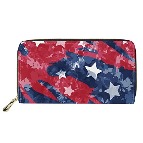 FJQWKLF American Flag Tie Dye Print Frauen Reisegeldbörse Lange Brieftasche Kupplung Kreditkartenetui Tasche mit Reißverschluss Handtasche von FJQWKLF