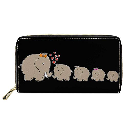 FJQWKLF Animal Print Frauen Geldbörse Zip Around Clutch Lange Reisegeldbörse Elefant 0834 von FJQWKLF