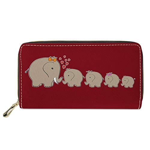 FJQWKLF Animal Print Frauen Geldbörse Zip Around Clutch Lange Reisegeldbörse Elefant 0836 von FJQWKLF
