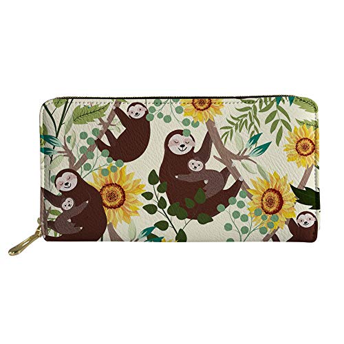 FJQWKLF Animal Print Frauen Geldbörse Zip Around Clutch Lange Reisegeldbörse Faultier Ysf 1 von FJQWKLF
