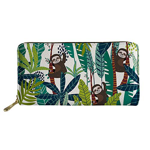 FJQWKLF Animal Print Frauen Geldbörse Zip Around Clutch Lange Reisegeldbörse Faultier Ysf 2 von FJQWKLF