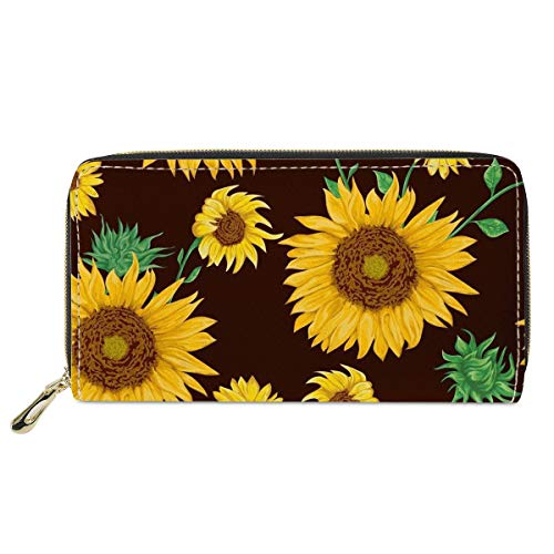 FJQWKLF Animal Print Frauen Geldbörse Zip Around Clutch Lange Reisegeldbörse Sunflower Xq von FJQWKLF