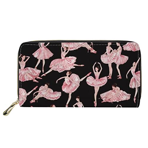 FJQWKLF Balletttänzerin Kunstmalerei Damen Geldbörse Handtasche Reißverschluss Kupplungstasche Kartenhalter Organier Geldbörse für Mädchen von FJQWKLF