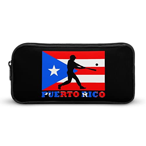 FJQWKLF Baseball-Flagge von Puerto Rico, Bedruckt, Federmäppchen, Stifthalter, Beutel, Schreibwarenbox, Make-up-Organizer, Aufbewahrungstasche von FJQWKLF