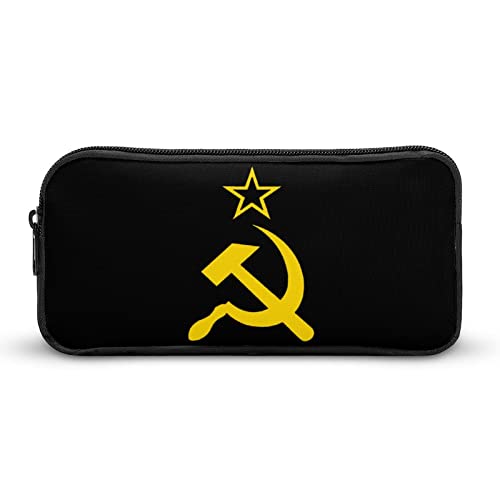 FJQWKLF Bedrucktes Federmäppchen im Retro-Stil mit russischer sowjetischer Flagge und der UDSSR, Stiftebeutelhalter, Schreibwarenbox, Make-up-Organizer, Aufbewahrungstasche von FJQWKLF